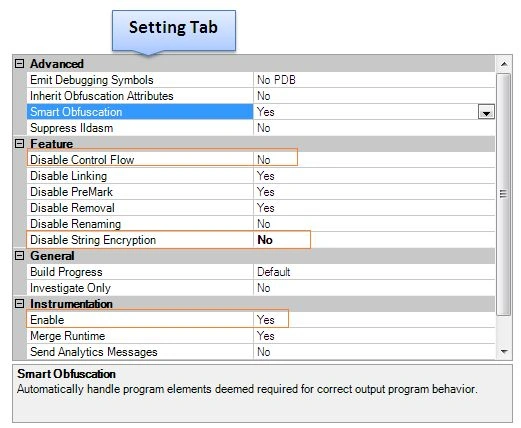 Setting tab