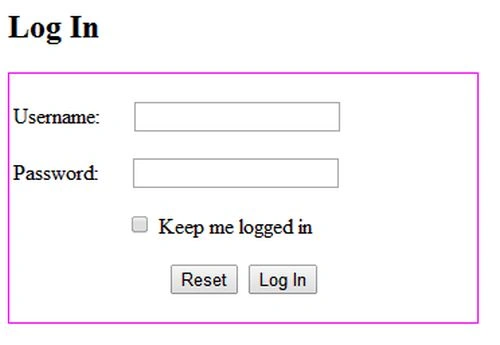login page