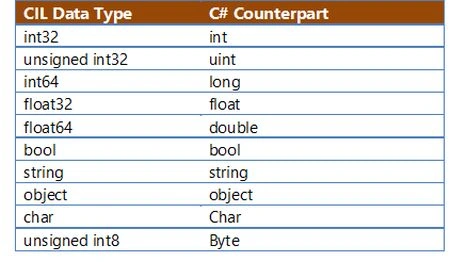 CIL Data Types Mapping