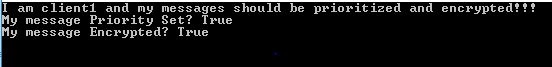 Client 1 Program output shows that the message