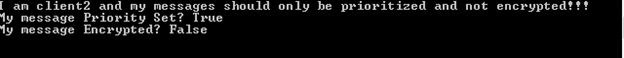 Client 2 Program output shows that the message priority