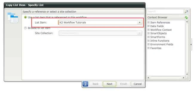 Specify a list item