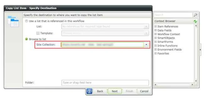 Specify the destination