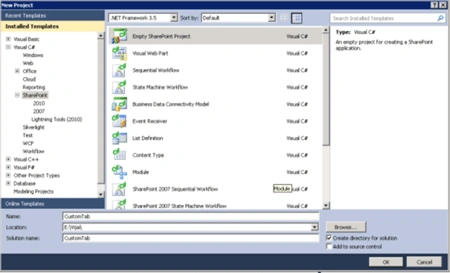 Create a SharePoint project