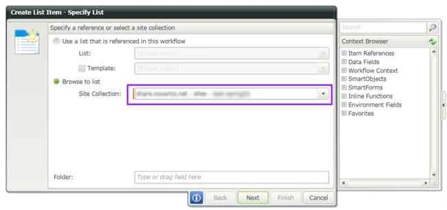 Select a site collection