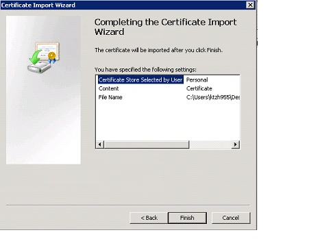 complete the import wizard in mmc