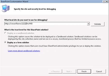 local site in visual web part