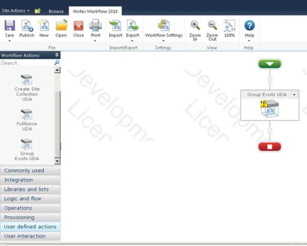User defined actions in Nintex Workflow
