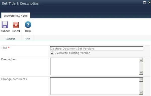 set workflow details in sharepoint