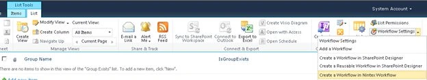 Group exists workflow