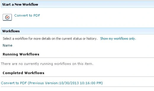 Convert to PDF workflow