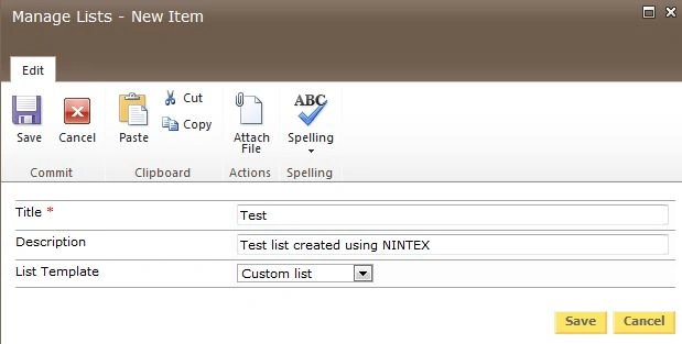 Create a new item
