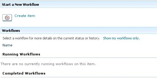 Creating item in workflow