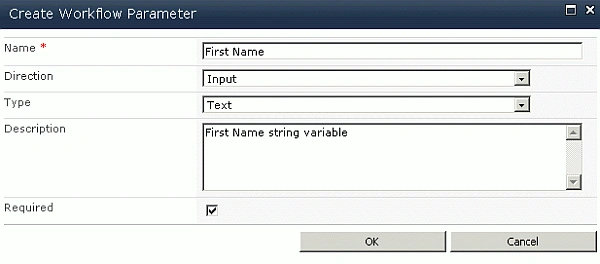 create workflow parameter