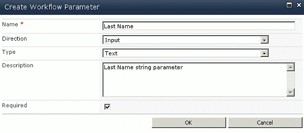 create workflow parameter