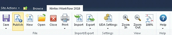 SharePoint Publish ribbon interface