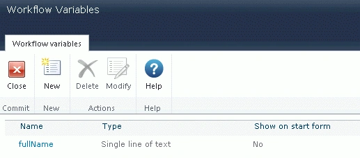 workflow Variables created