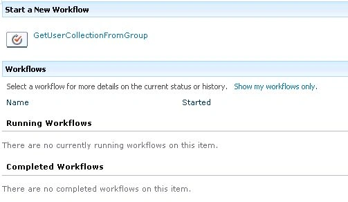 GetUserCollectionFromGroup workflow