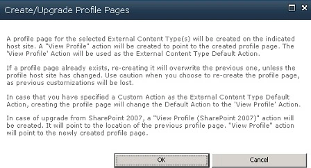 Create or upgrade profile page