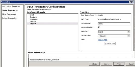 Input parameter configuration