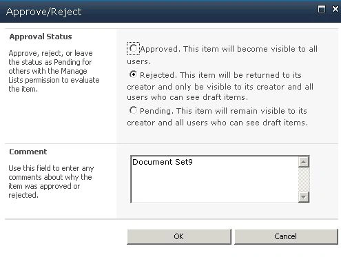 Approval status is set to Rejected