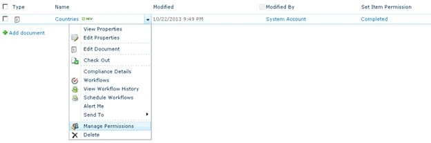 Manage Permissions in the ECB menu