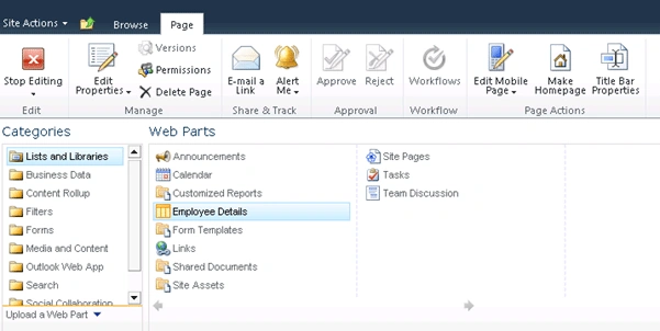 Create List view web part sharepoint
