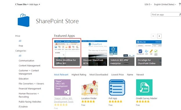 Nintex Workflow for Office 365 app