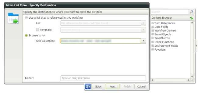 Specify the destination