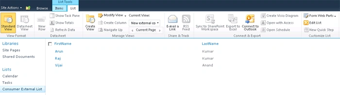 create external list in sharepoint 2010