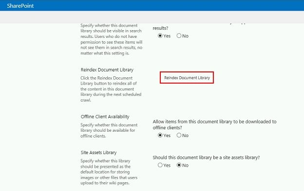 Reindex Document Library