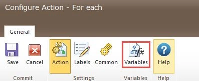 configure action for each