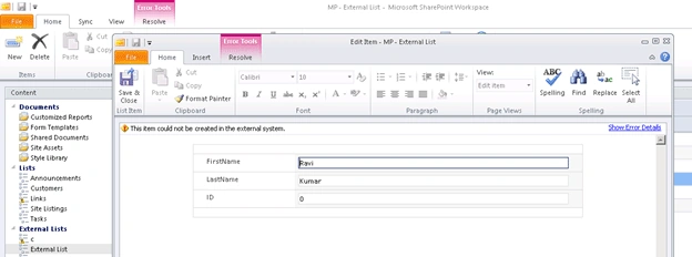 column in SharePoint Workspace
