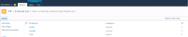 external content type Sharepoint
