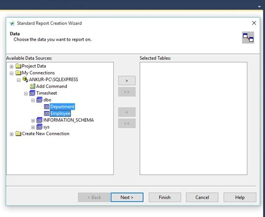 Standard Report Creation Wizard