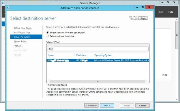 server from the server pool