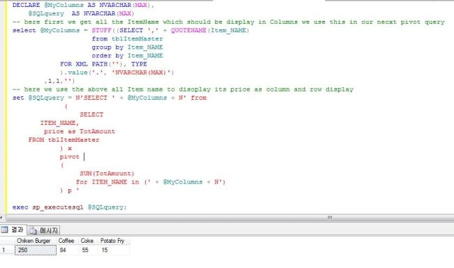 display as pivot