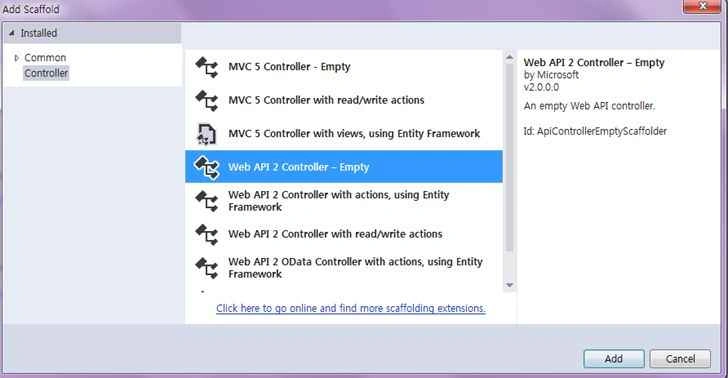 created Web API controller
