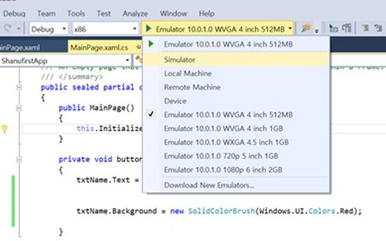 Select Emulator