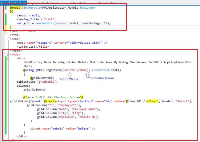 code into List view