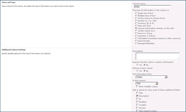 Column Setting