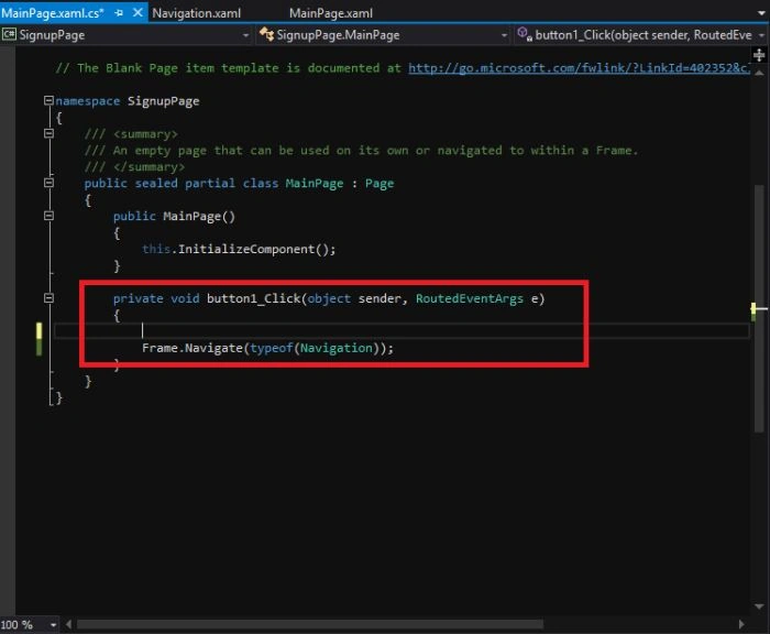 Navigation Code