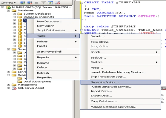 Generate Database Script in SQL Server