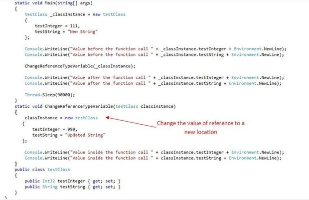 Changing the value of reference type