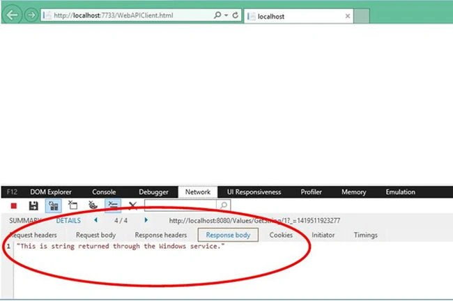 web api returns the results