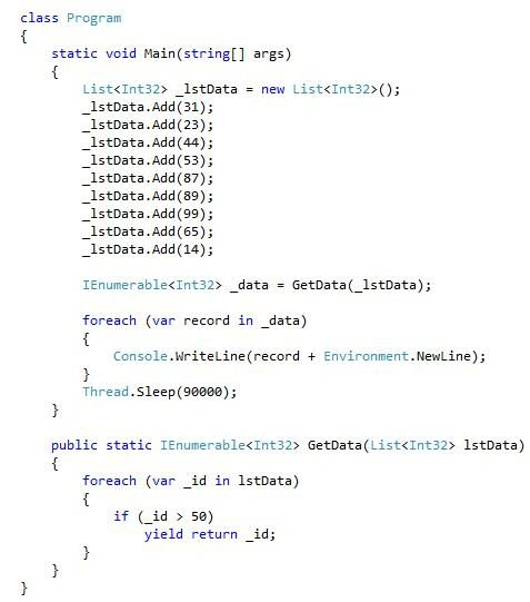 Yield keyword
