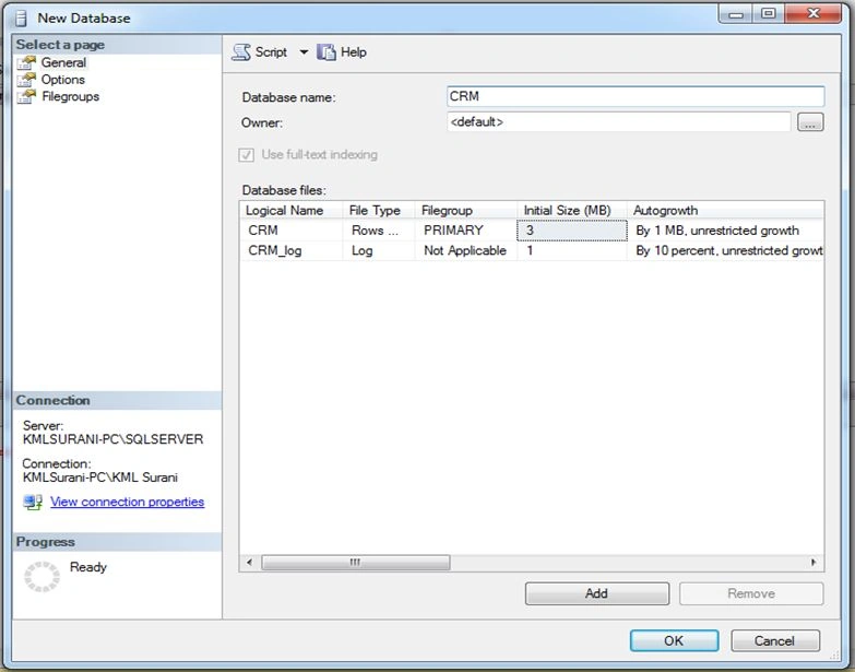 Enter Database Name