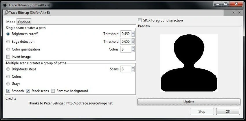 Trace bitmap