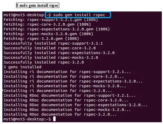rspec is installed successfully