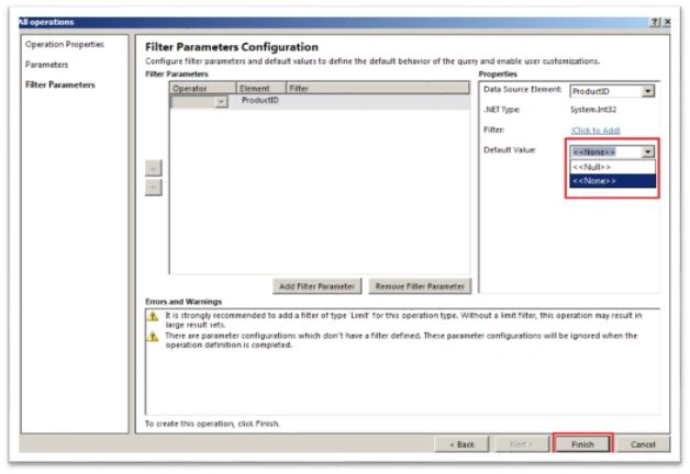 filter parameter configuration